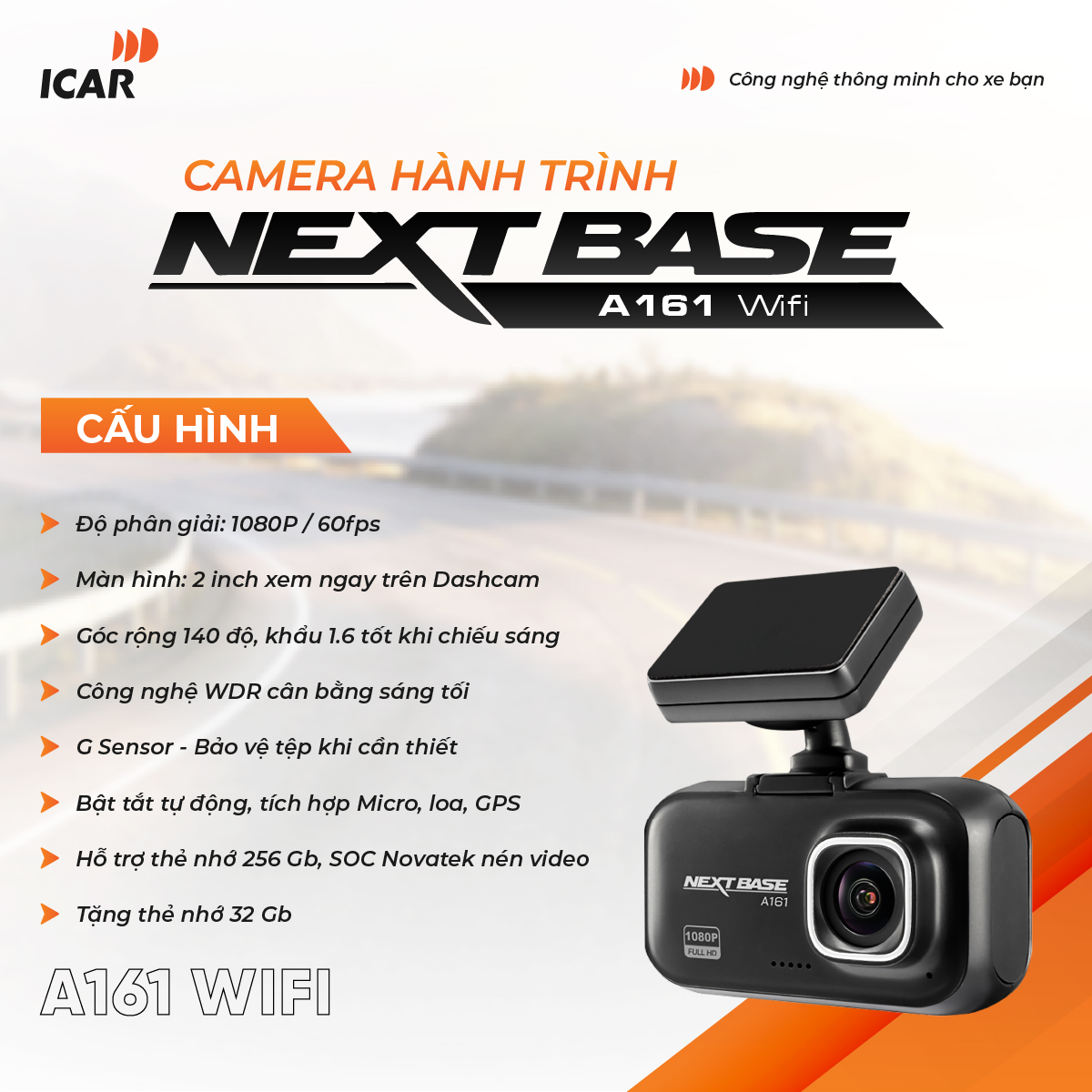 CAMERA HÀNH TRÌNH NEXTBASE A161 WIFI